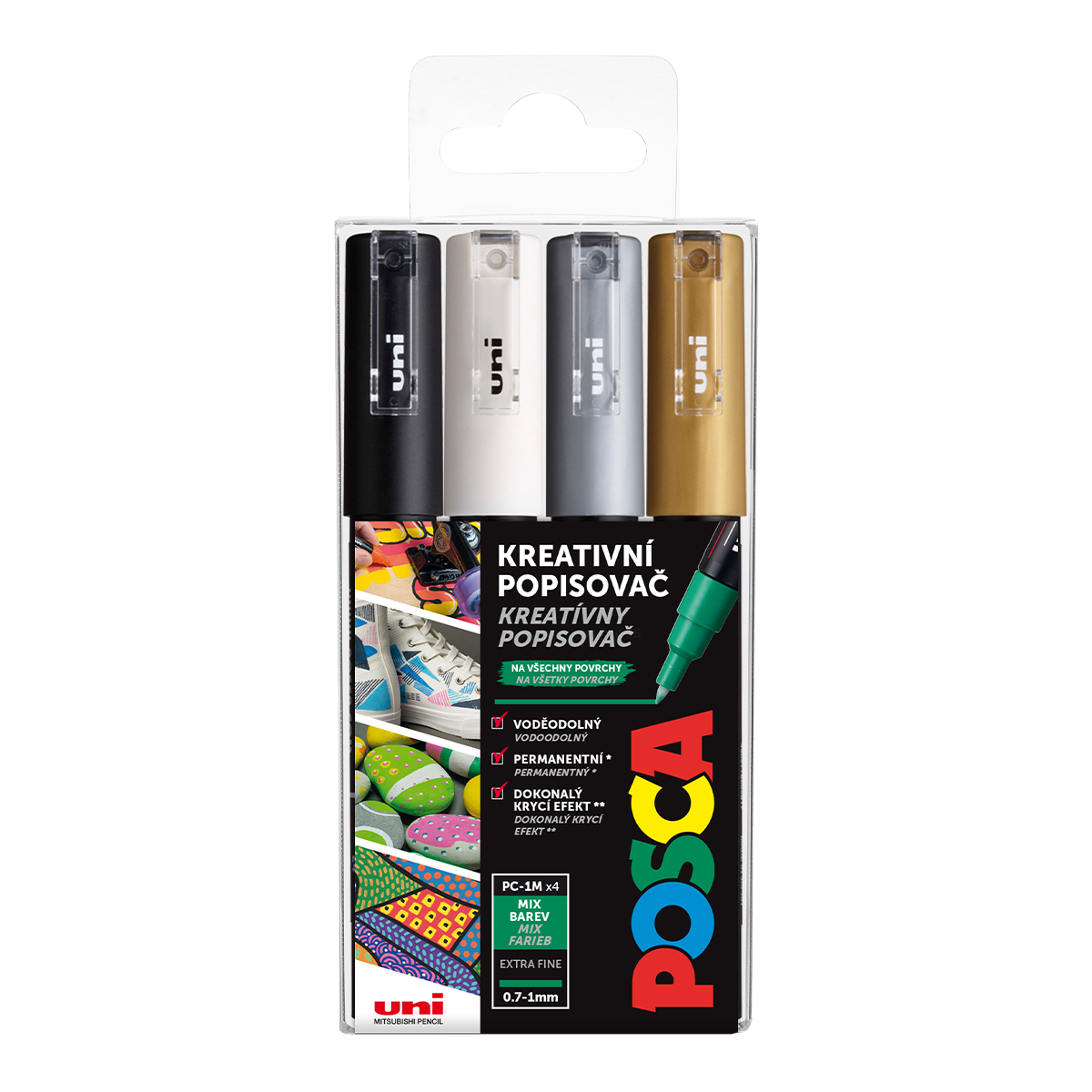 Levně Posca sada popisovačů PC-1M, 0,7 - 1 mm, mix barev (4 ks)