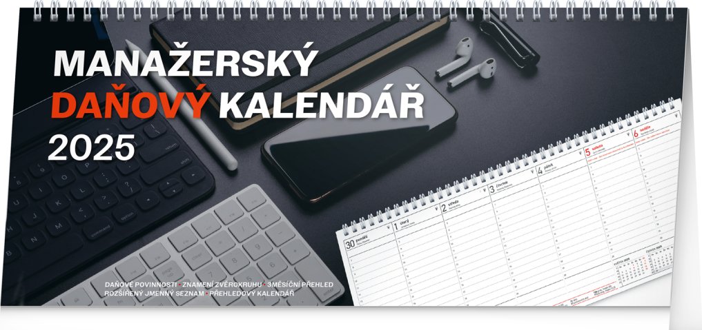 NOTIQUE Stolní kalendář Manažerský daňový 2025, 33 x 14,5 cm