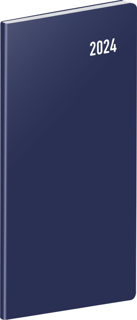 Levně Vreckový diár Modrý 2024, plánovací mesačný, 8 × 18 cm