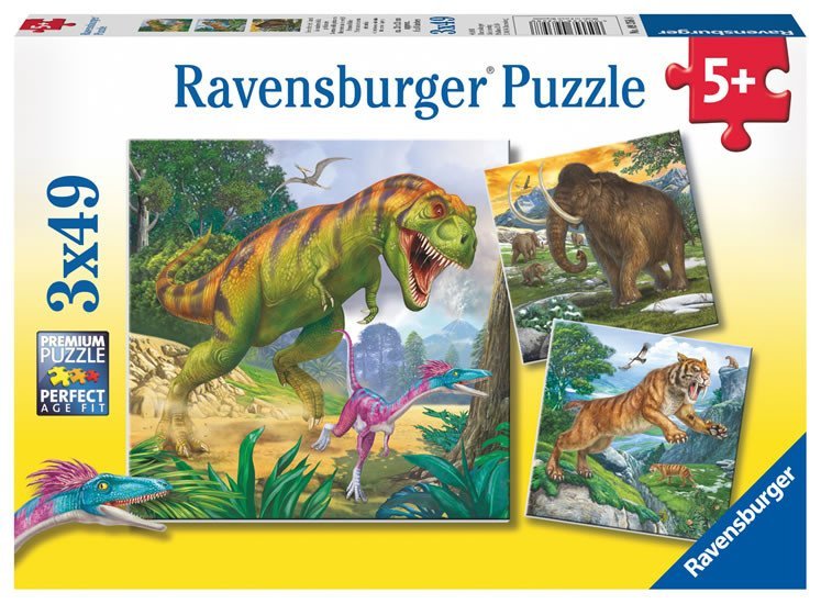 Levně Puzzle Dinosauři a čas/3x49 dílků