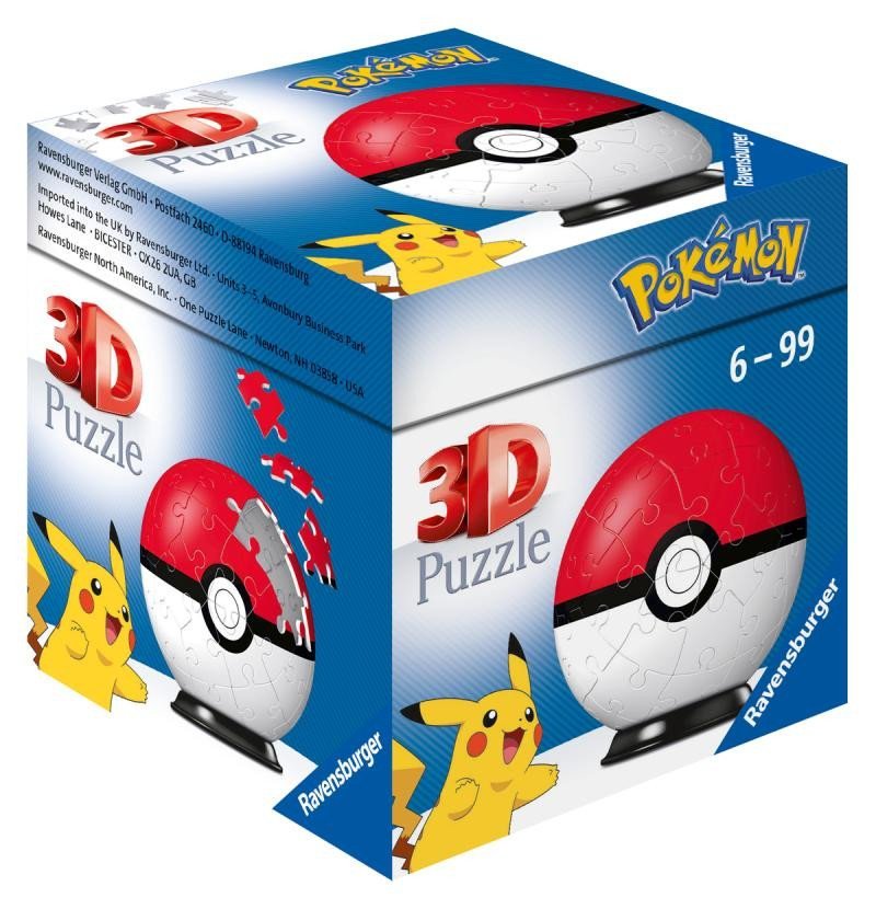 Levně Ravensburger 3D Puzzle-Ball - Pokémon Motiv 1 / 54 dílků