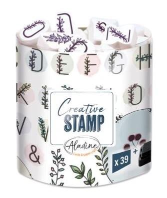 Razítka Creative Stamp - Květinová abeceda a věnečky, 39 ks