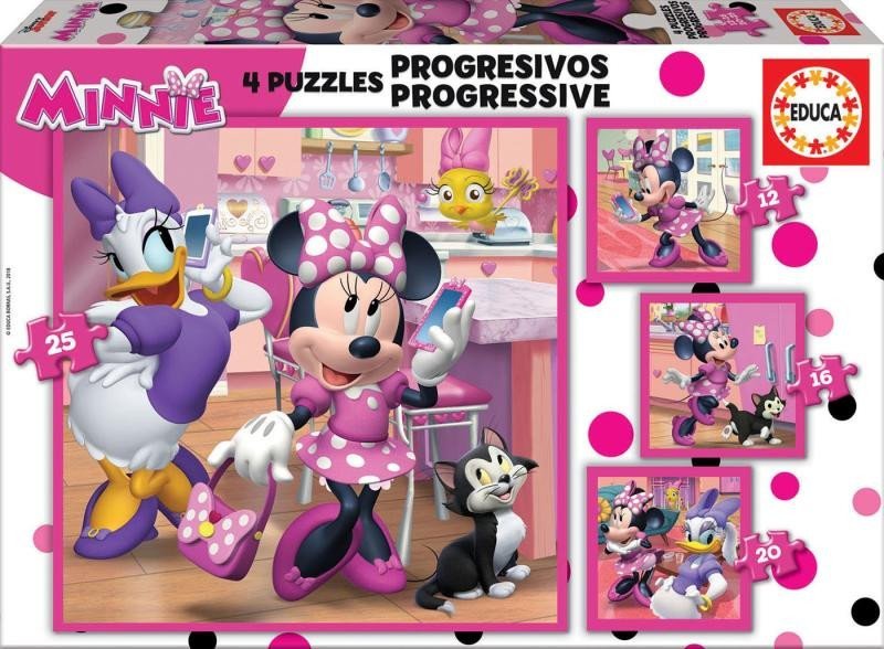 Levně Puzzle Minnie a Daisy 4v1 (12,16,20,25 dílků)