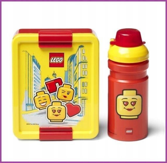 Levně Svačinový set LEGO ICONIC Girl (láhev a box) - žlutá/červená