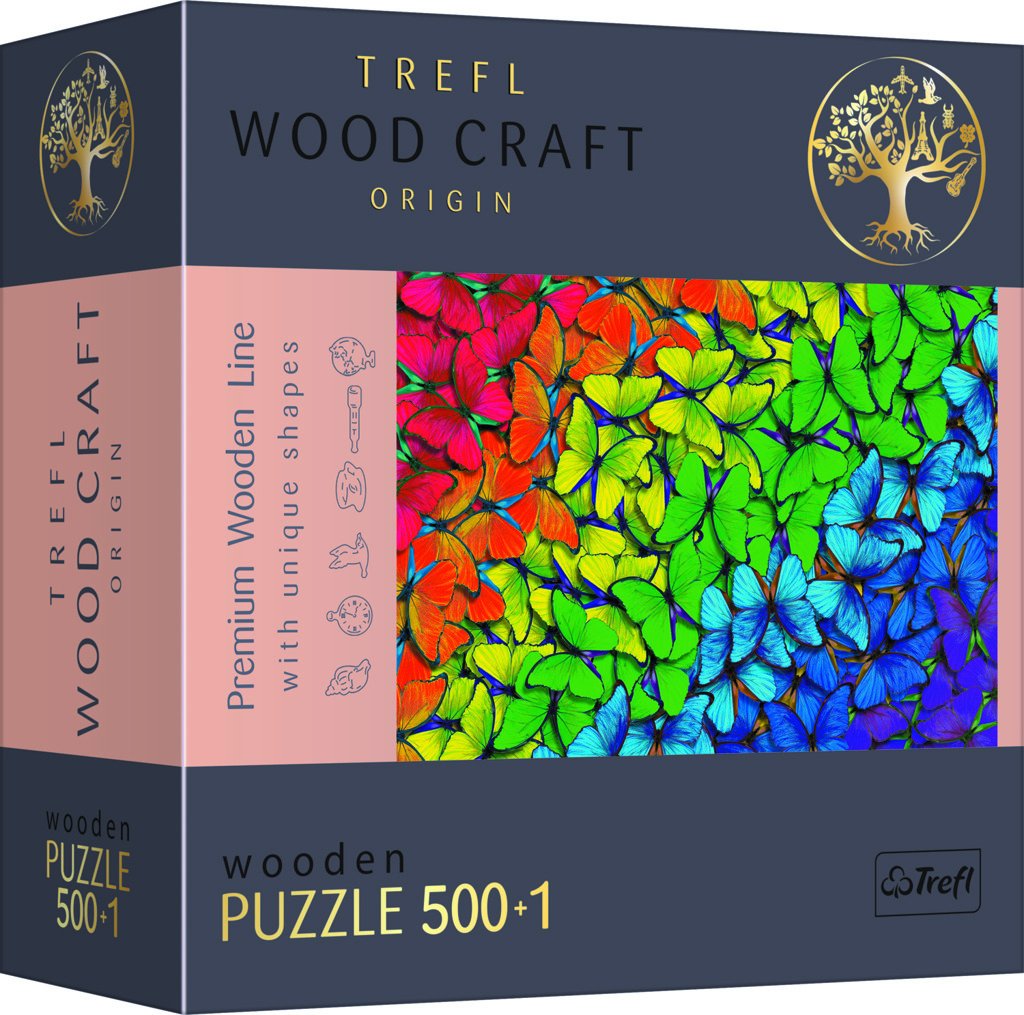 Levně Dřevěné puzzle Duhoví motýli 501 dílků - Trefl