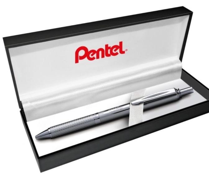 Levně Pero gelové Pentel EnerGel BL407 - stříbrné 0,7mm v dárkové krabičce