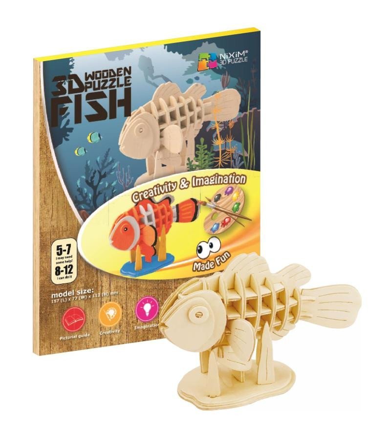 Levně NiXiM Dřevěné 3D puzzle - Ryba