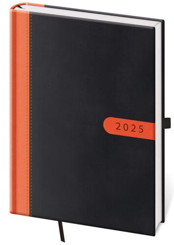 Levně Denní diář 2025 A5 Bora černo/oranžový