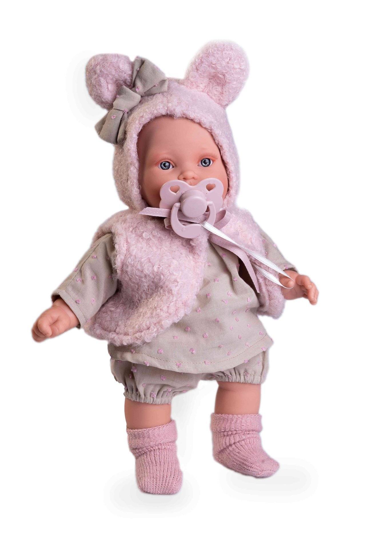 Levně Antonio Juan 11320 KIKA - realistická panenka se zvuky a měkkým látkovým tělem - 27 cm