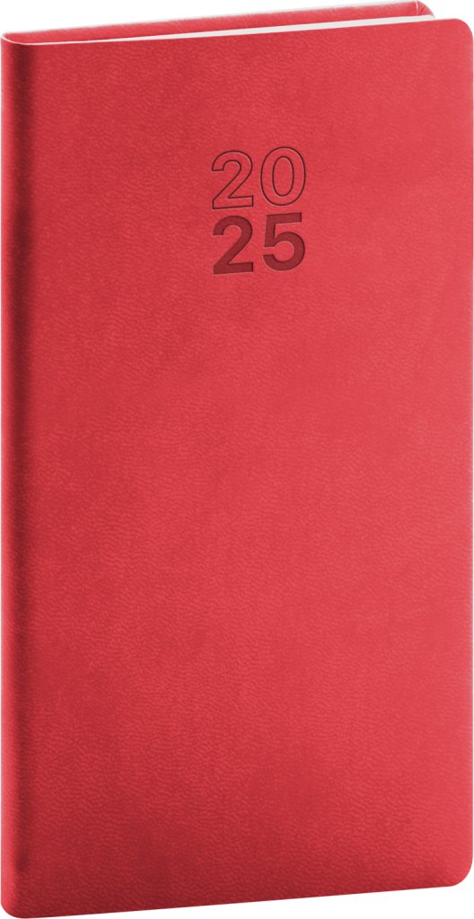 Levně Kapesní diář Aprint 2025, červený, 9 × 15,5 cm