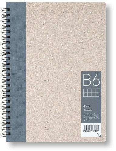 Levně Kroužkový zápisník B6, čtverec, šedý, 50 listů