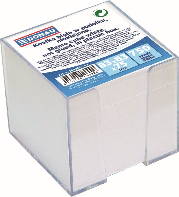 Levně DONAU poznámkový papír v zásobníku, 92 x 92 mm, nelepený, bílý