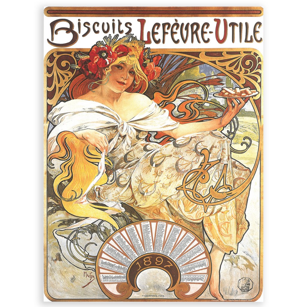 Plakát Alfons Mucha Biscuits, 24 x 32 cm