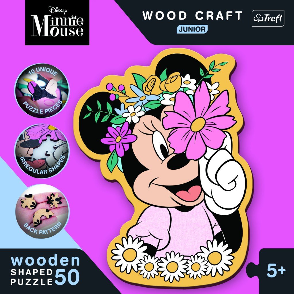 Puzzle Wood Craft Junior Ve světě Minnie - Trefl