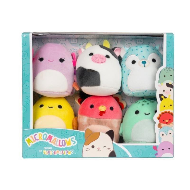 Levně Squishmallows Micromallows 6-Pack Krab, Želva, Kráva, Krocan, Ježen, Slimák 6 cm