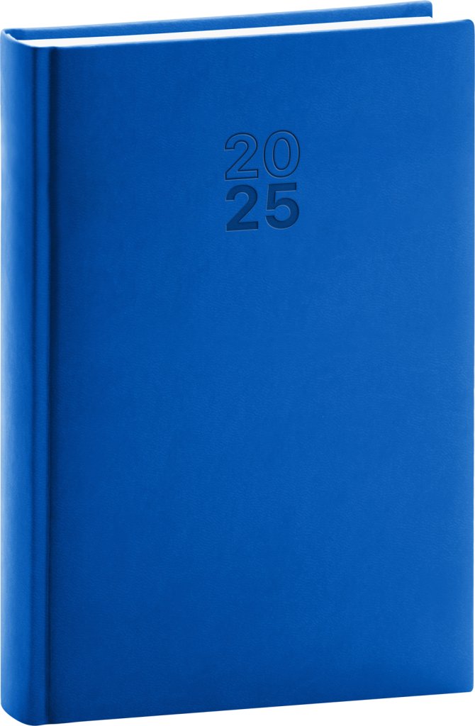 Levně Diář 2025: Aprint - modrý, denní, 15 × 21 cm