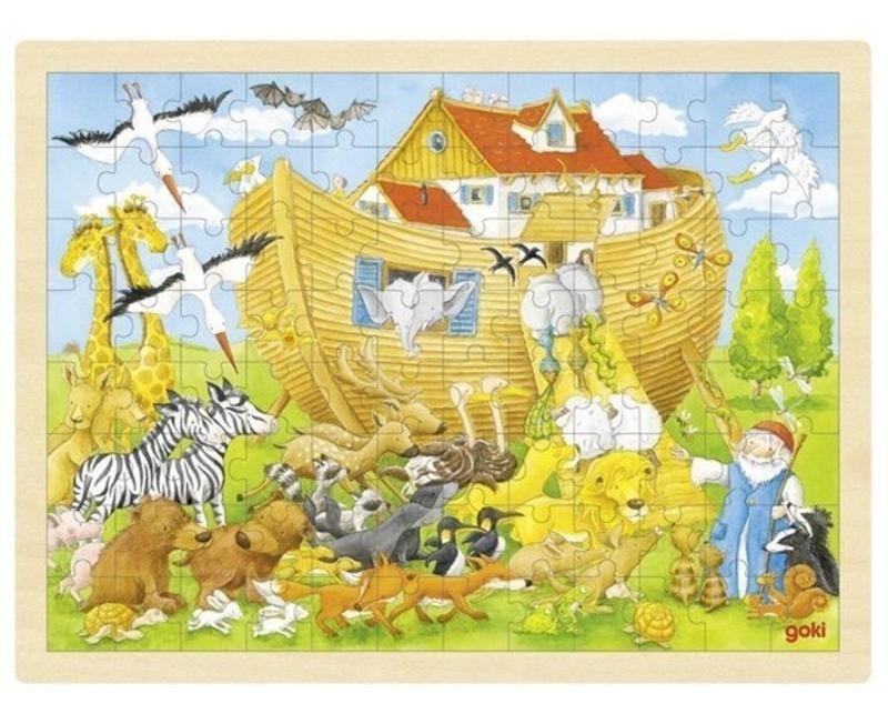 Levně Goki Puzzle Noemova archa 96 dílků - dřevěné