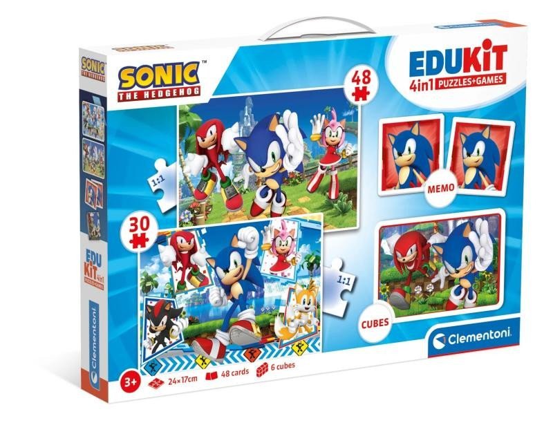 Levně Edukit Sonic 4v1 (pexeso, 48 + 30 puzzle, 6 kostek)