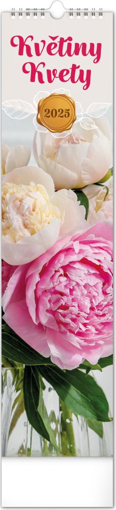 Levně Nástěnný kalendář Květiny – Kvety 2025, 12 × 48 cm