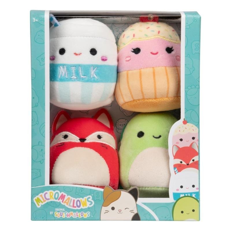 Levně Squishmallows Micromallows 4-Pack Liška, Želva, Mlíčko, Dortík 6 cm