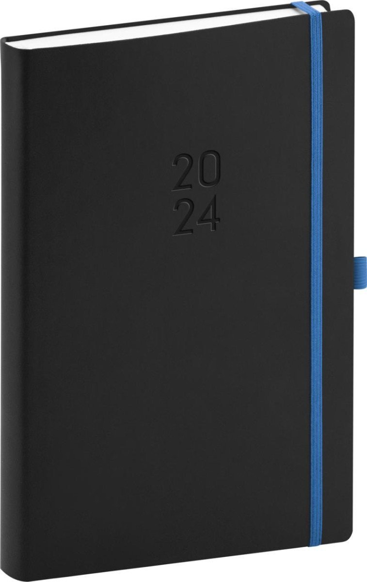 Levně Diář 2024: Nox - černý/modrý, denní, 15 × 21 cm