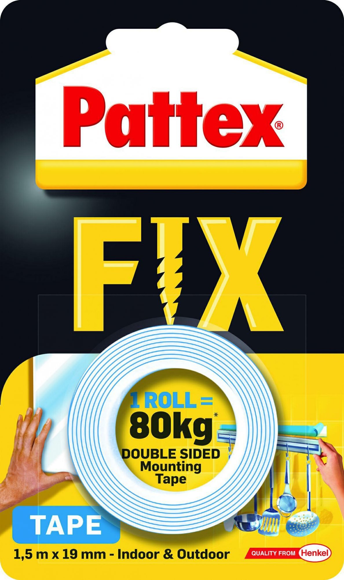 Henkel Pattex - Fix oboustranná páska, nosnost 80 kg, 1,5 m x 19 mm