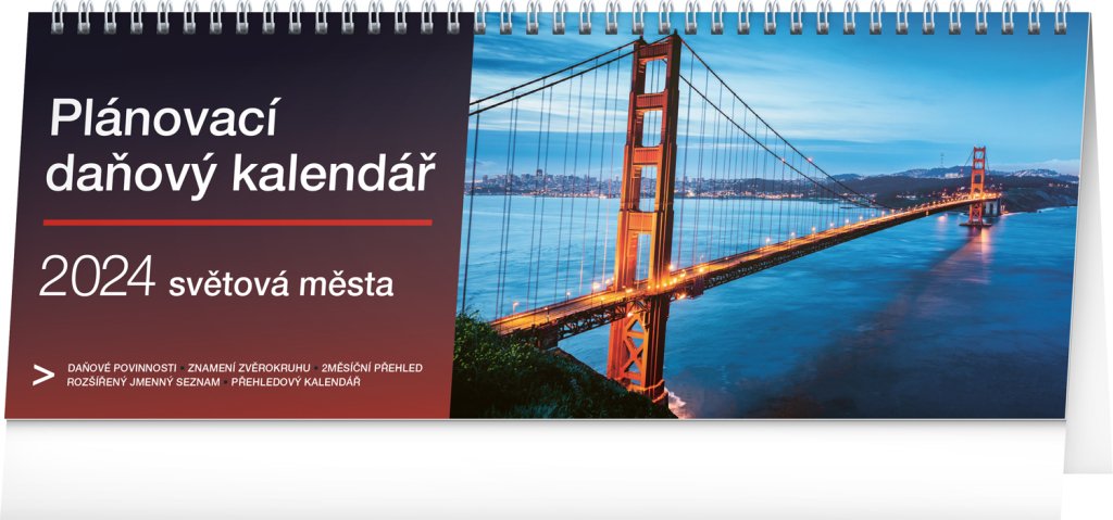 Levně Kalendář 2024 stolní: Plánovací daňový - Světová města, 33 × 12,5 cm