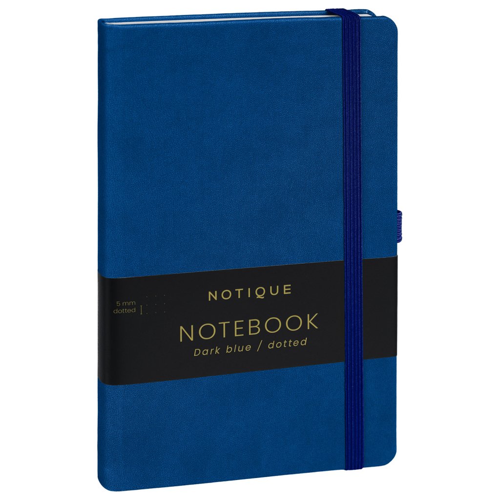 Levně Notes Tmavě modrý, tečkovaný, 13 × 21 cm