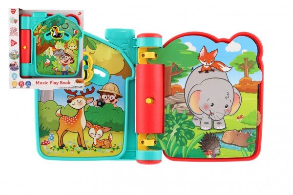 Levně Knížka hrací edukační safari plast na baterie se zvukem v krabičce 21x23x5cm 6m+