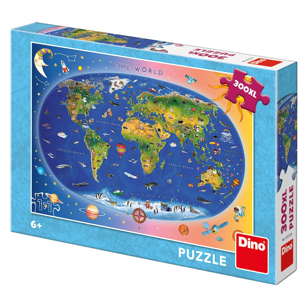 Levně Mapa The World (dětská): puzzle 300XL dílků - Dino