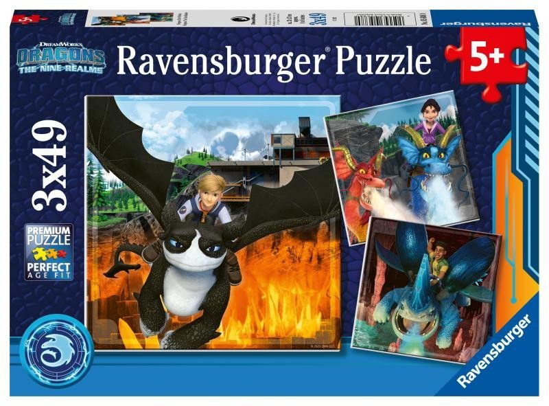Levně Ravensburger Puzzle - Jak vycvičit draka Devět království 3x49 dílků