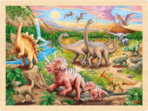 Levně Dřevěné puzzle Dinosauří stezka 96 dílků