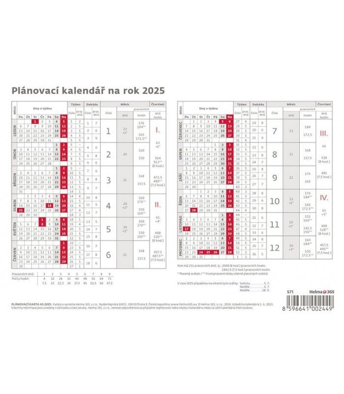 Levně Kalendář stolní 2025 - Plánovací karta