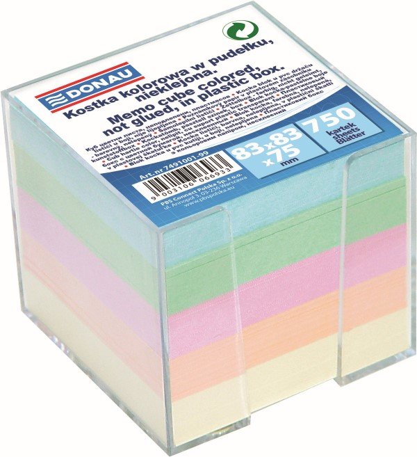 DONAU poznámkový papír v zásobníku, 92 x 92 mm, mix barev