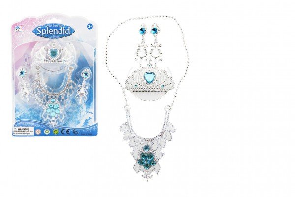 Levně Sada krásy plast korunka, náhrdelník, naušnice na kartě 18x25cm