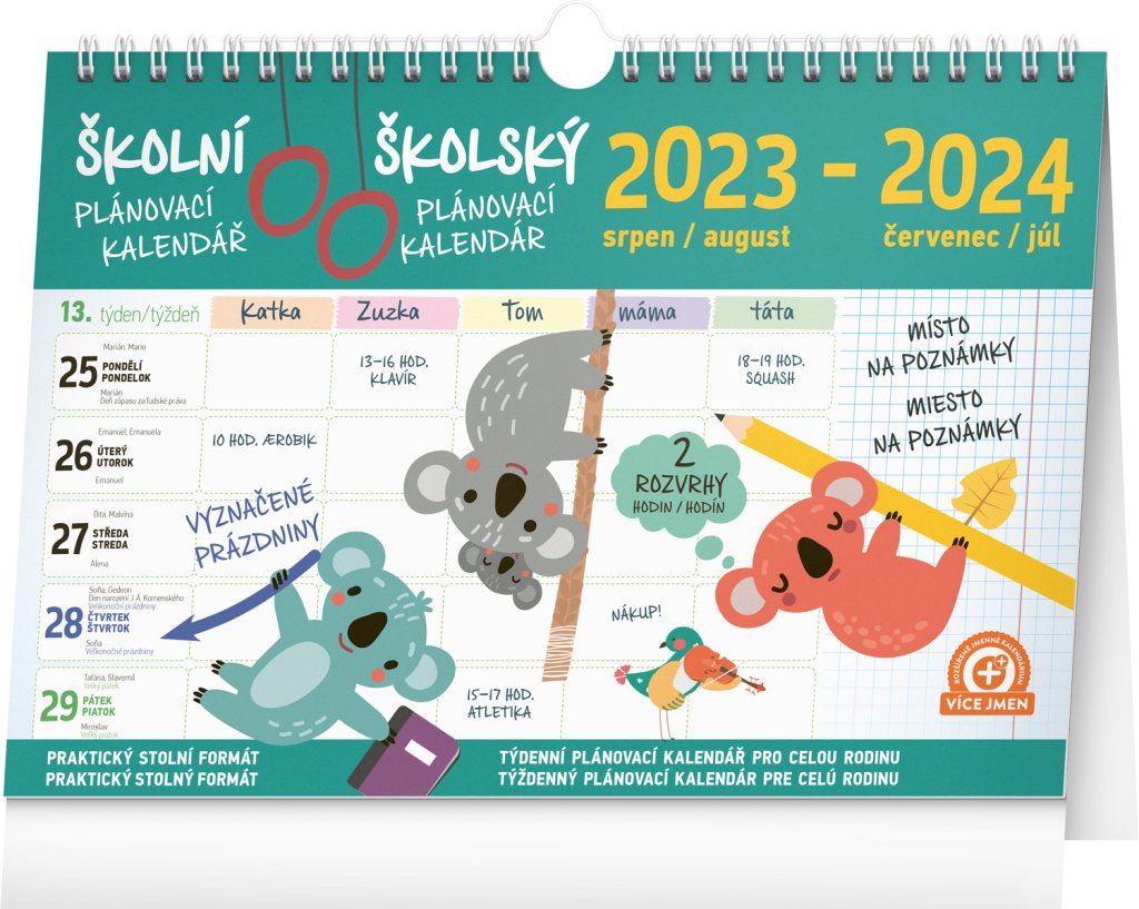 Levně Školní plánovací kalendář s háčkem 2024, 30 × 21 cm