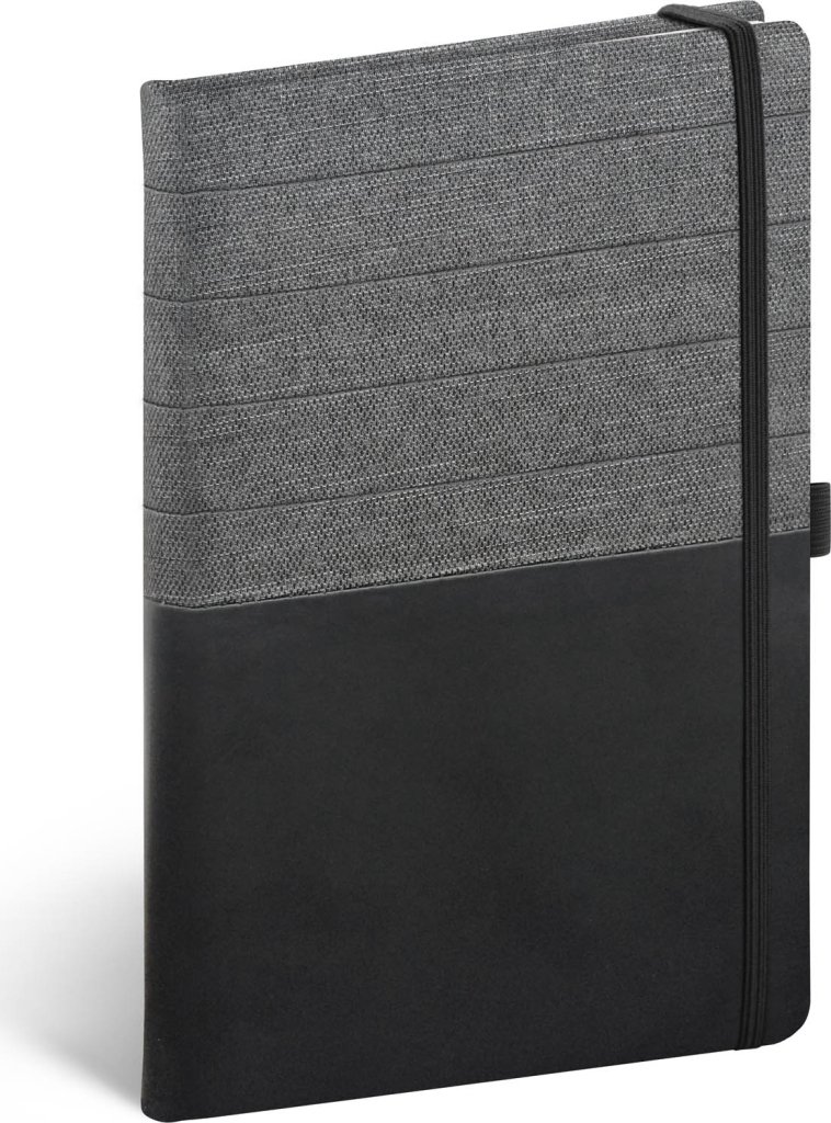 Levně Notes Skiver černošedý, linkovaný, 13 × 21 cm