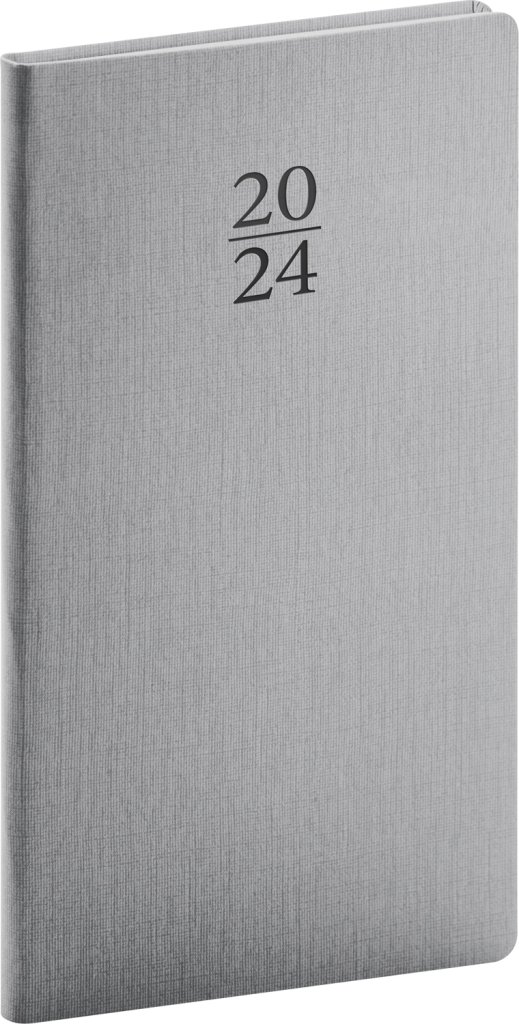 Levně Diář 2024: Capys - stříbrný, kapesní, 9 × 15,5 cm