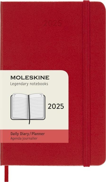 Levně Moleskine Diář 2025 červený S, denní, tvrdý