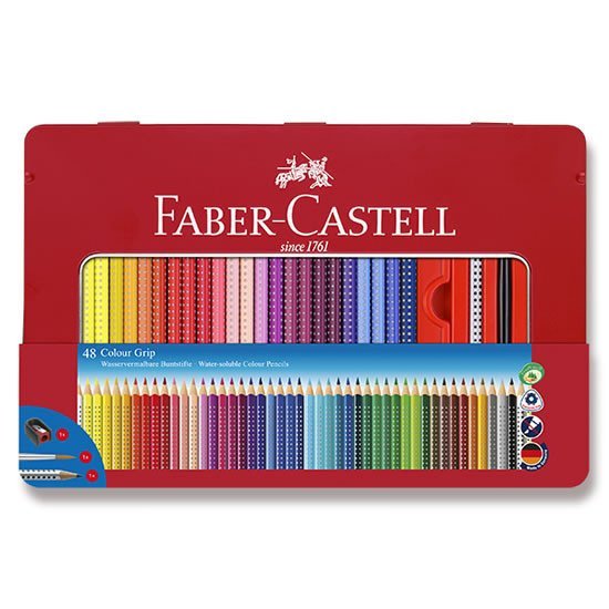 Levně Faber - Castell Pastelky trojhranné Grip 2001 - plechová krabička 48 ks