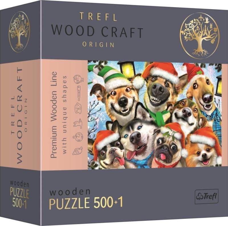 Levně Trefl Wood Craft Origin Puzzle Vánoční psi 501 dílků - dřevěné