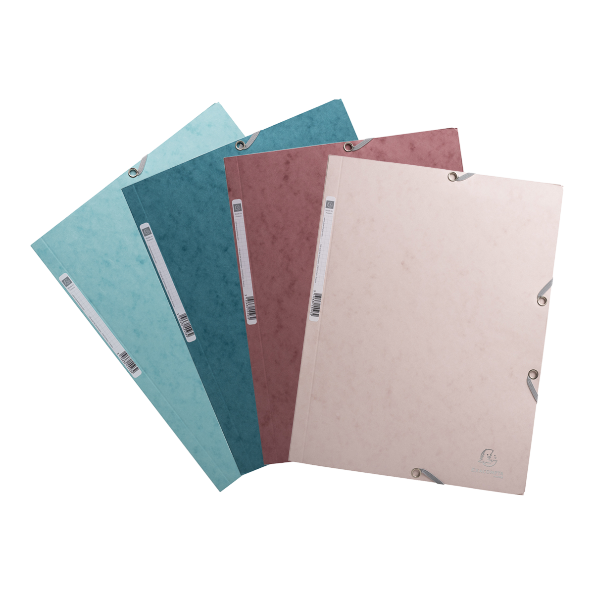Levně Exacompta spisové desky s gumičkou a štítkem Skandi, prešpán, A4 maxi, mix barev - 4ks