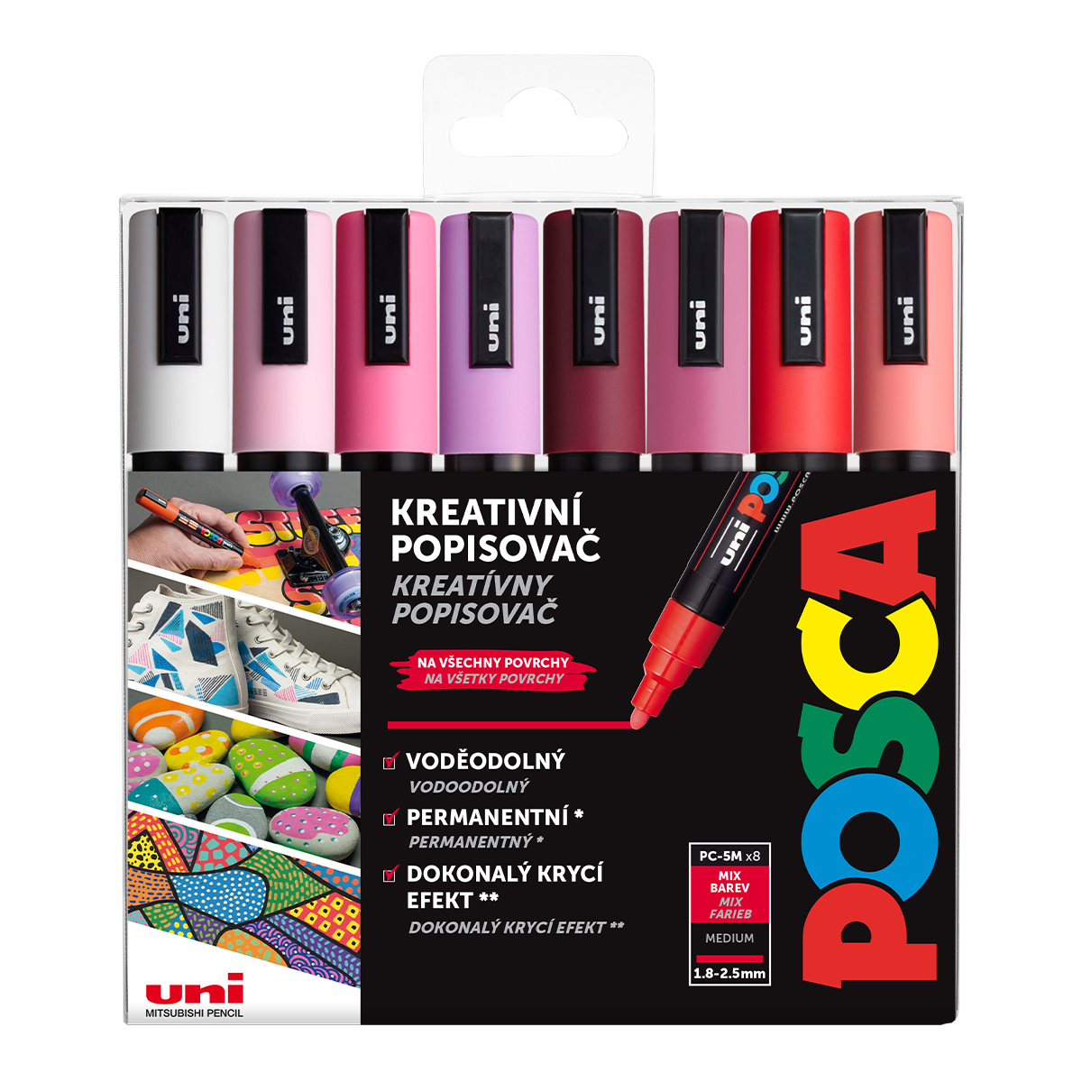 Levně Posca sada popisovačů PC-5M, LOVE, 1,8 - 2,5 mm, mix teplých tónů (8 ks)