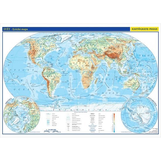 Svět - školní nástěnná fyzická mapa 1:26 mil./136x96 cm, 1. vydání
