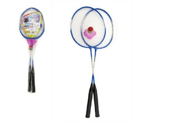 Levně Badminton kov 2 pálky a 1 míček 3 barvy v síťce