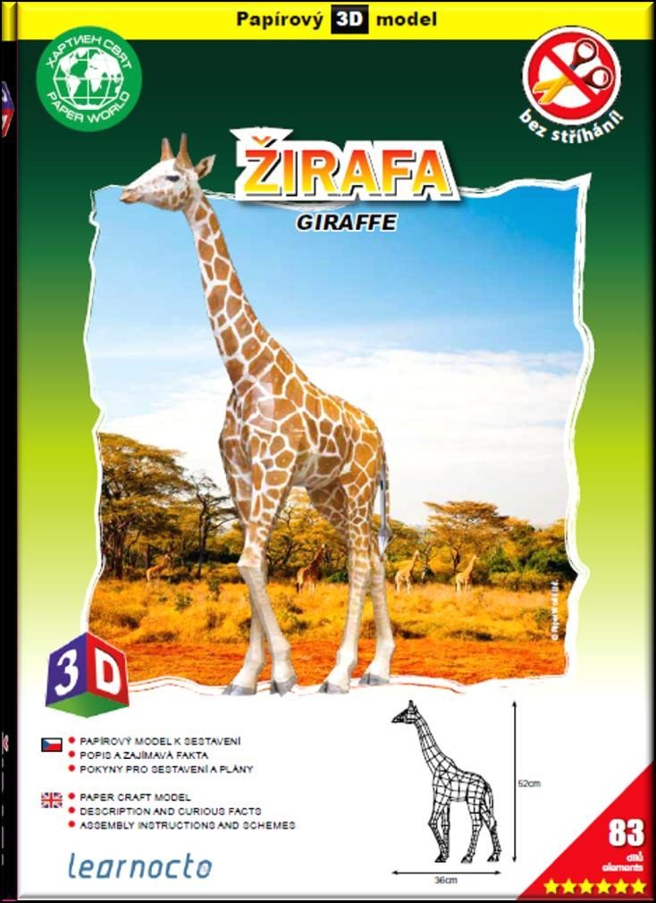 Žirafa – Papírový 3D model/83 dílků
