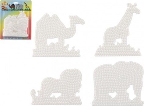 Levně Podložka na zažehlovací korálky Hama MIDI slon,žirafa,lev,velbloud plast 4ks na kartě 19x24cm