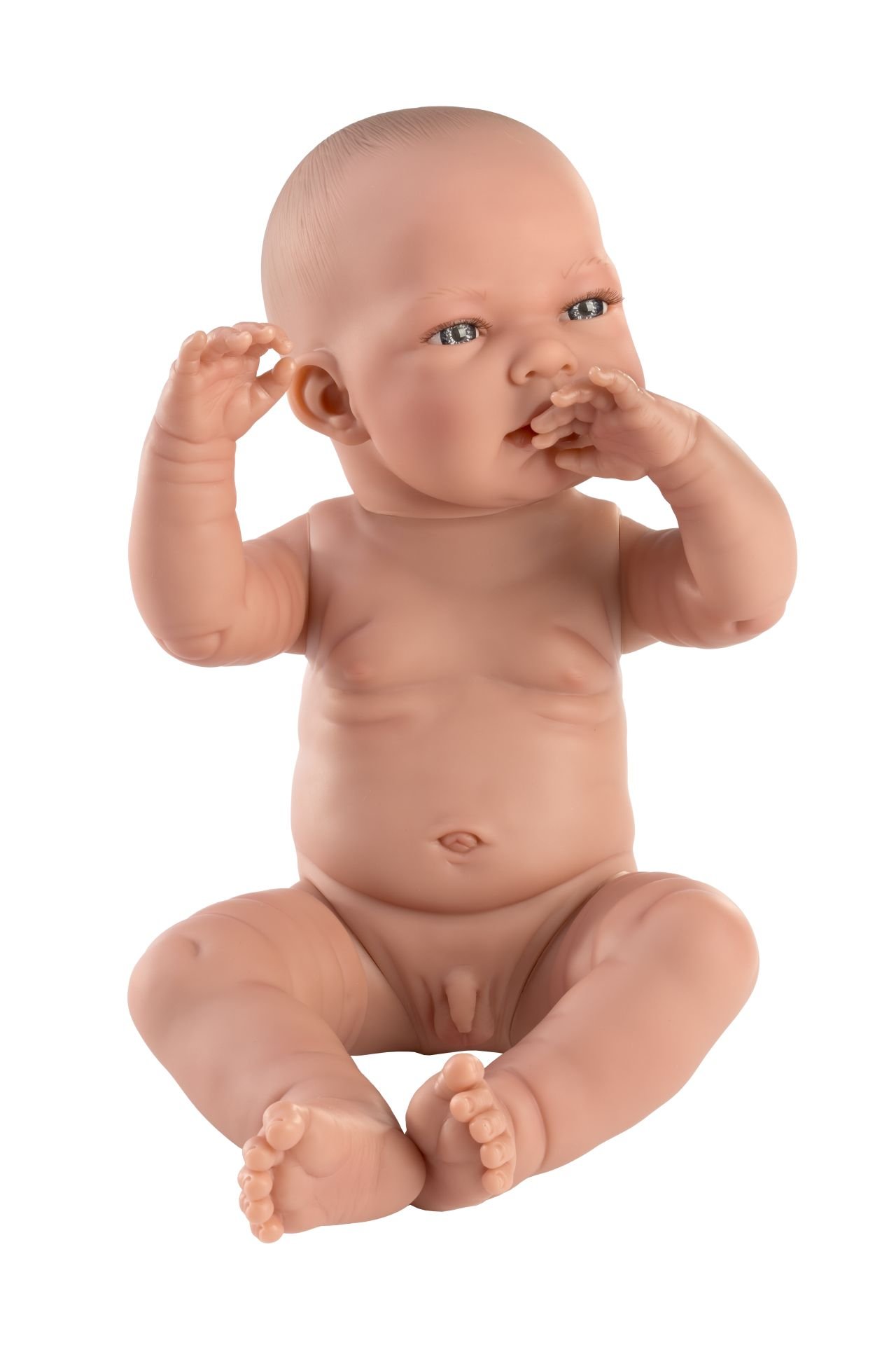 Levně Llorens 84301 NEW BORN CHLAPEČEK - realistická panenka miminko s celovinylovým tělem - 43 cm