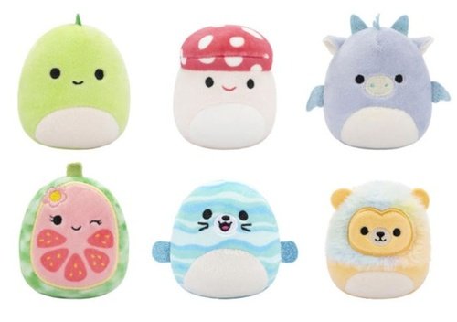 Levně Squishmallows Micromallows 6-Pack Lev, Dinosaur, Kvajáva, Hříbek, Drak, Tuleň 6 cm