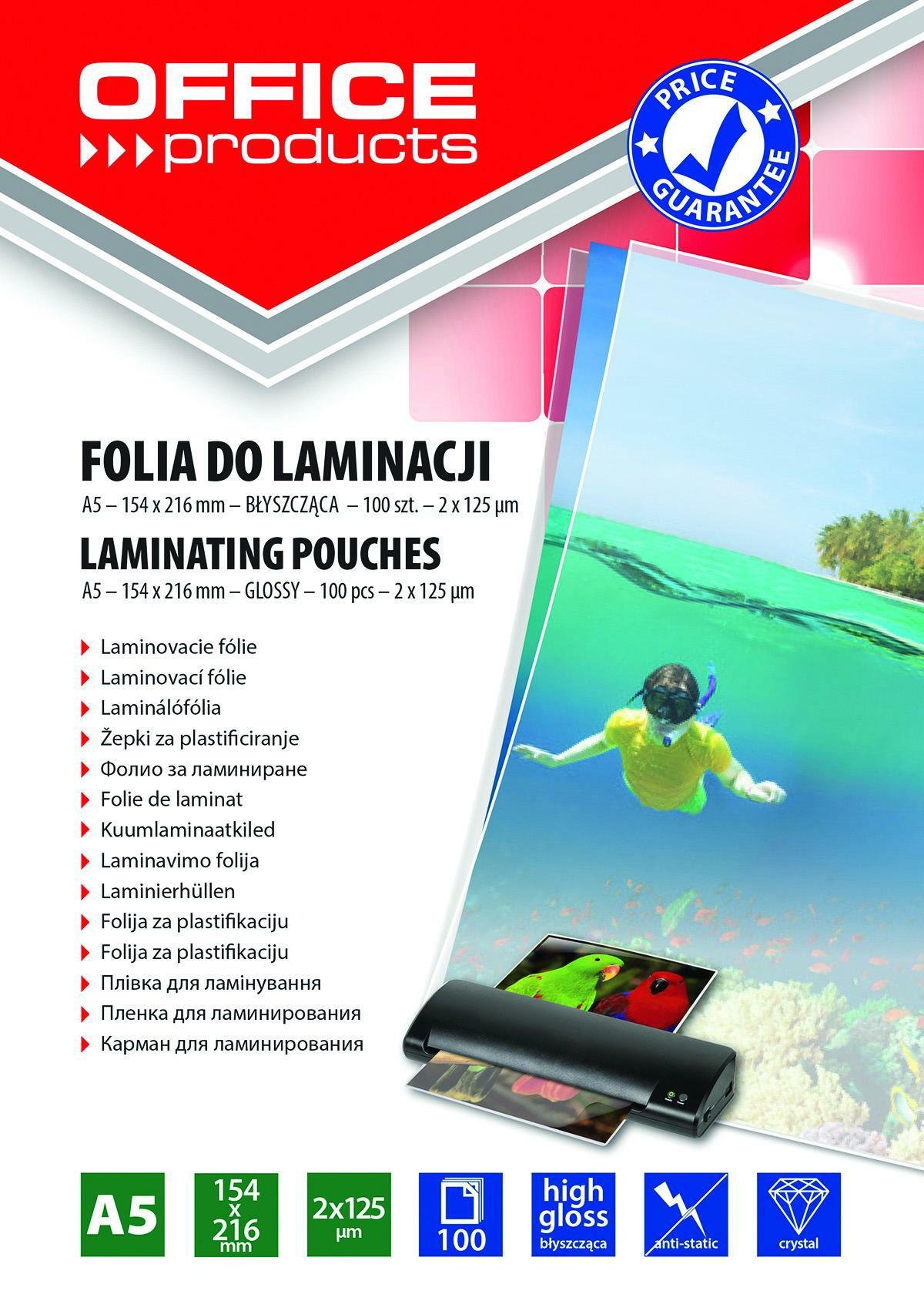 Levně Office Products laminovací kapsy, A5, 2 x 125 µm, lesklé